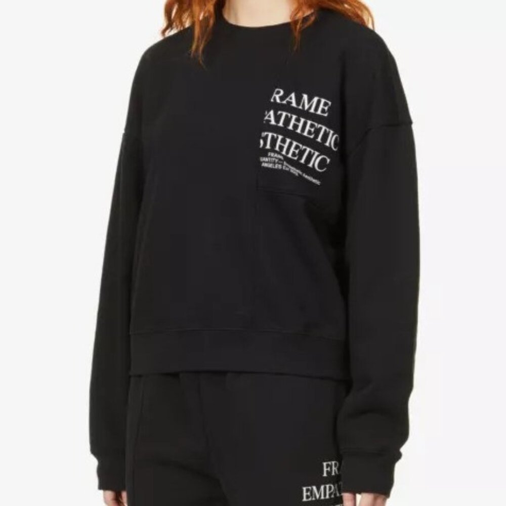 Frame Logo Print Pullover Sweatshirt Large